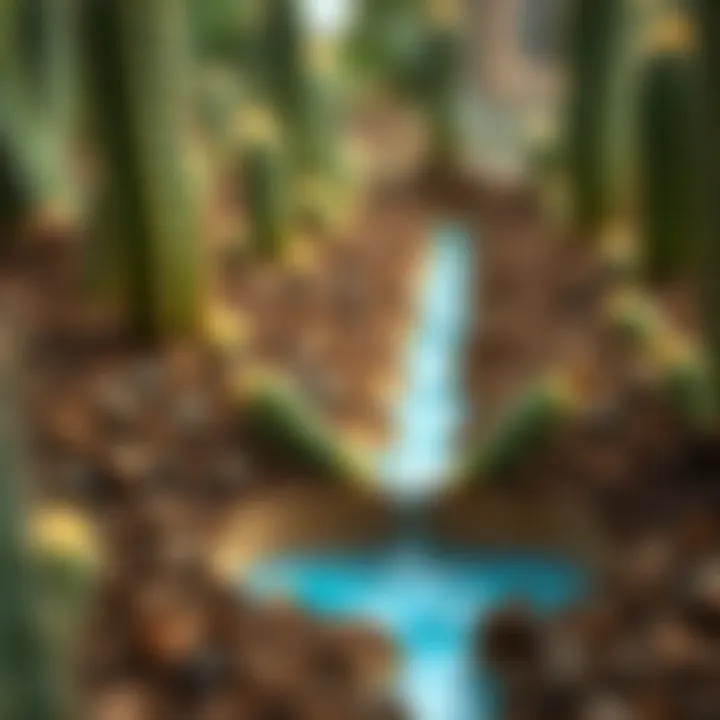 Diagram showing water drainage in cactus soil