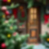 Natural Elements in Holiday Door Decor Festive door decoration with natural elements