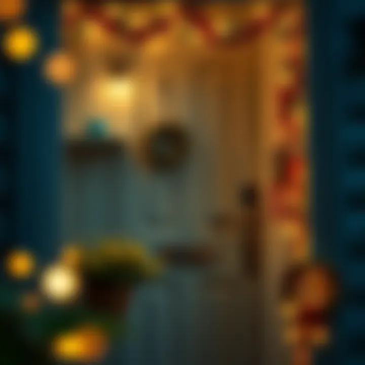 Creative door hanging with fairy lights