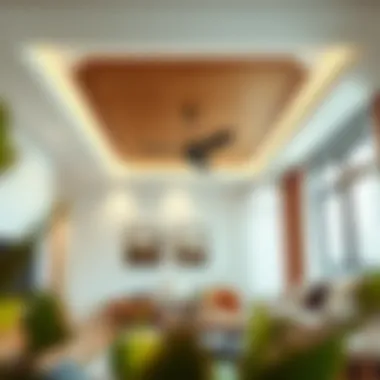 Stylish suspended ceiling installation in a living area