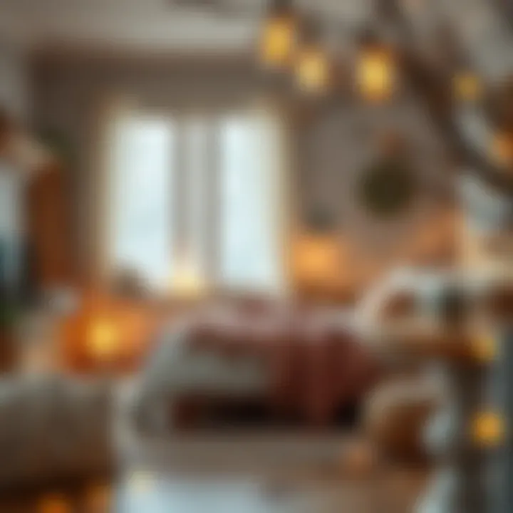 Cozy bedroom with winter decor