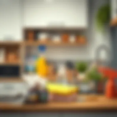 Organized kitchen showcasing cleaning supplies