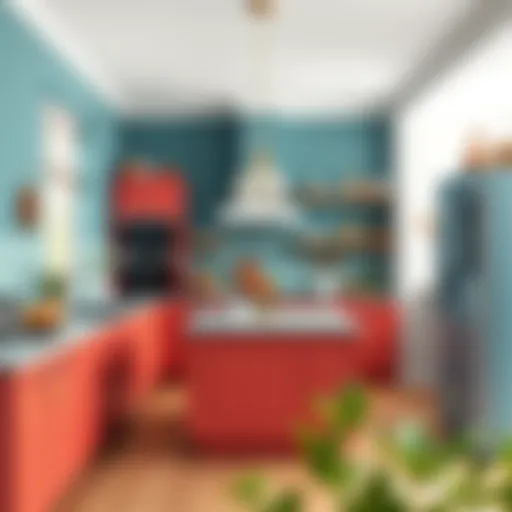 A vibrant kitchen with a fresh coat of paint showcasing creative color combinations.
