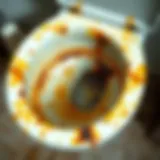 Rust stains in a toilet bowl