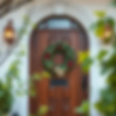 Creative Wreath for Your Front Door Beautifully decorated front door with a creative wreath