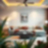 Modern living room with stylish sofa set