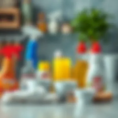 An array of cleaning supplies to remove tea stains