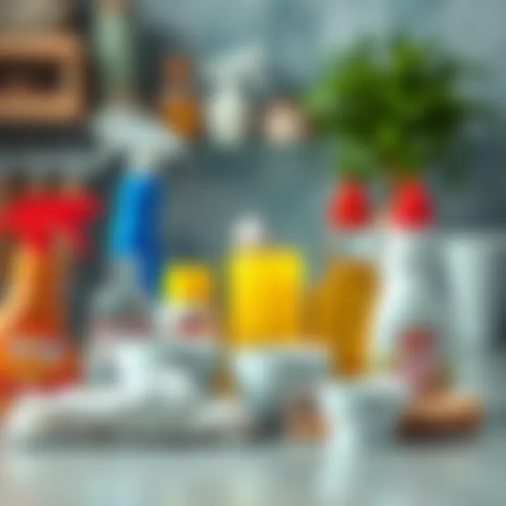 An array of cleaning supplies to remove tea stains