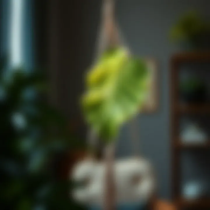 Creative process of crafting a macrame leaf wall hanging