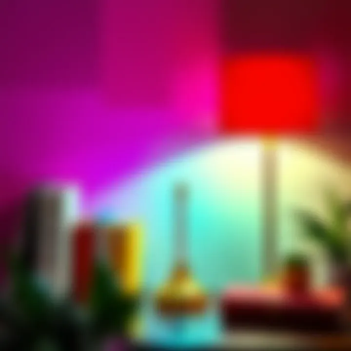 Colorful table lamp showcasing psychological effects