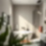 Sleek modern bathroom design featuring minimalist fixtures and natural light.