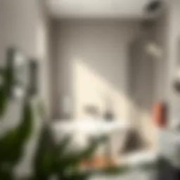 Sleek modern bathroom design featuring minimalist fixtures and natural light.