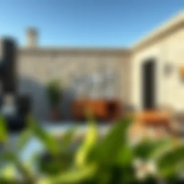 Modern furniture blended with traditional stone architecture