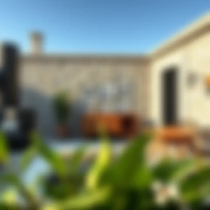 Modern furniture blended with traditional stone architecture