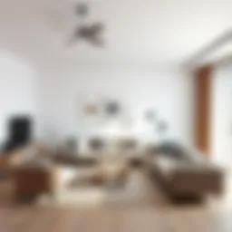 A serene minimalist living room with neutral colors and natural light