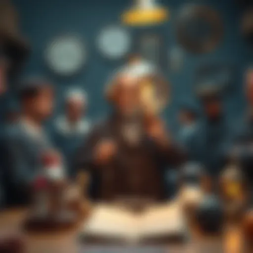 A historical representation of inventors showcasing their innovations