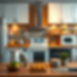 Elegant kitchen appliances arranged aesthetically