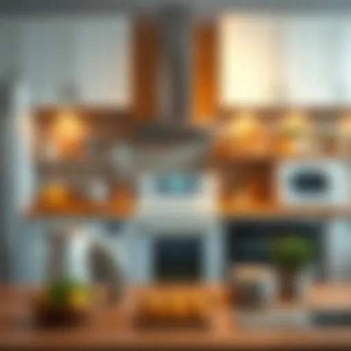 Elegant kitchen appliances arranged aesthetically