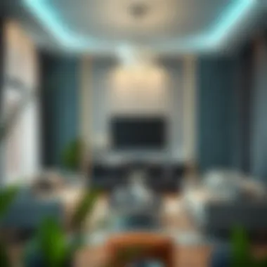 Elegant living room with modern wallpaper