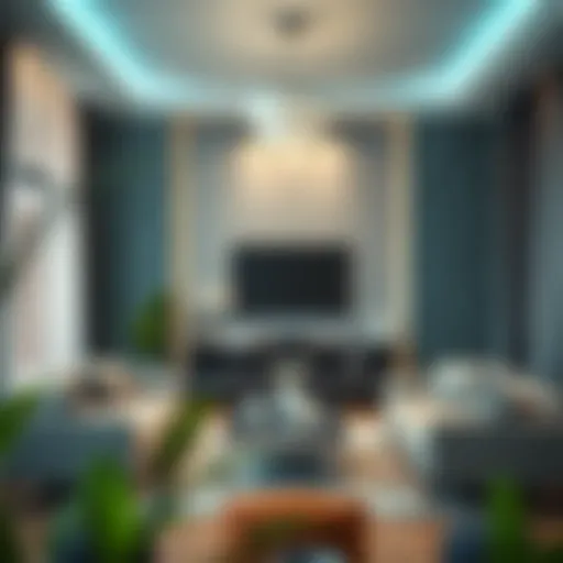 Elegant living room with modern wallpaper