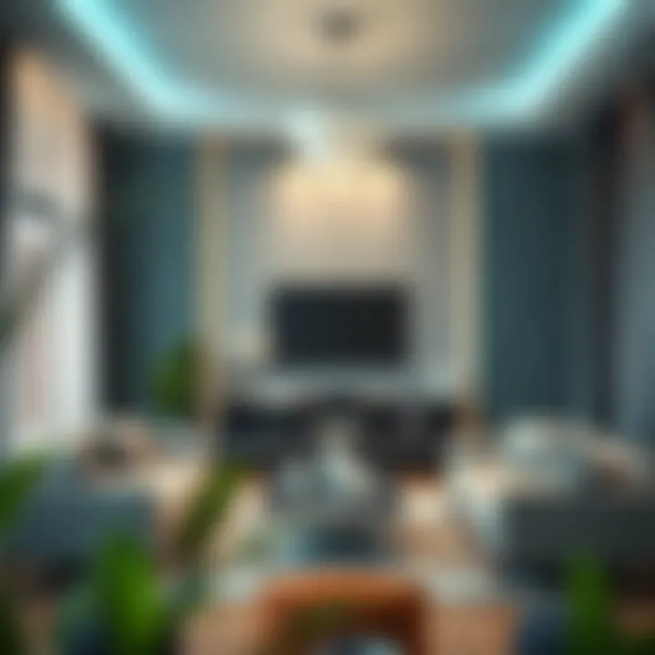 Elegant living room with modern wallpaper