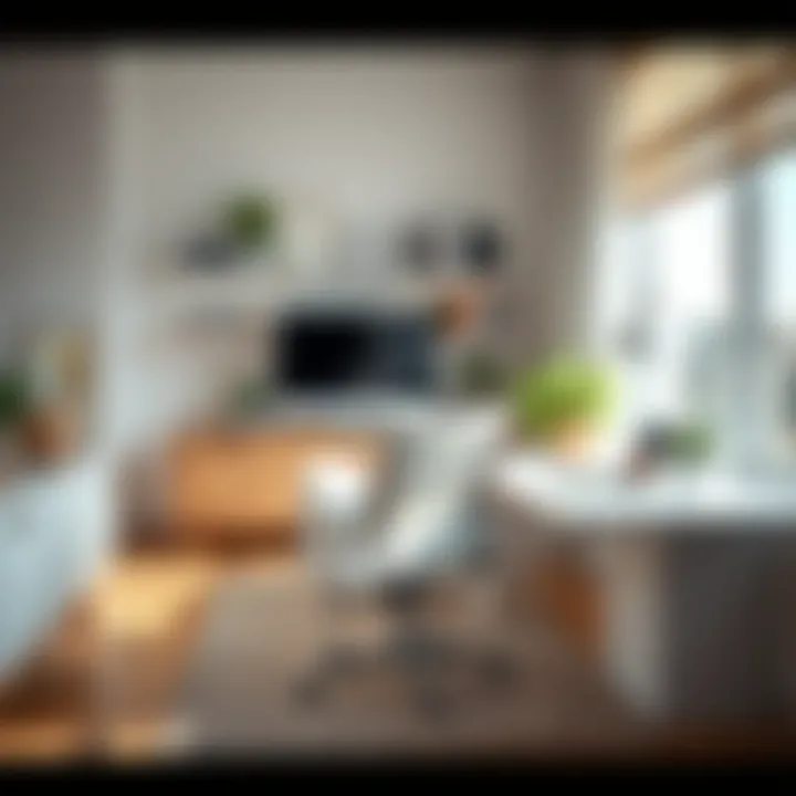 Stylish workspace featuring a white office chair.