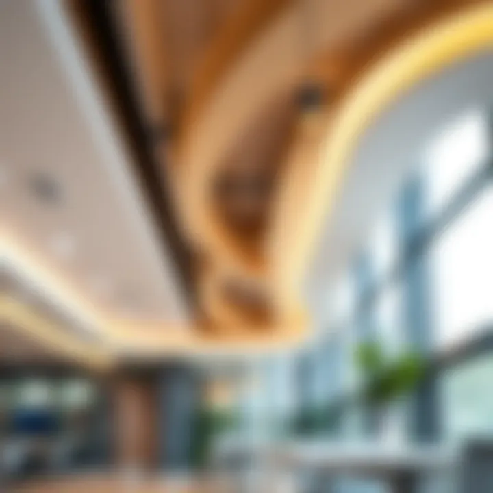 Modern office ceiling design showcasing aesthetics and functionality