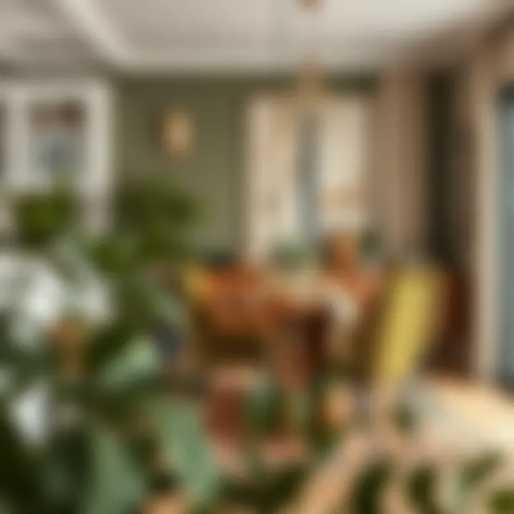 Inviting Dining Area with Olive Green Elements An inviting dining area with olive green decor elements