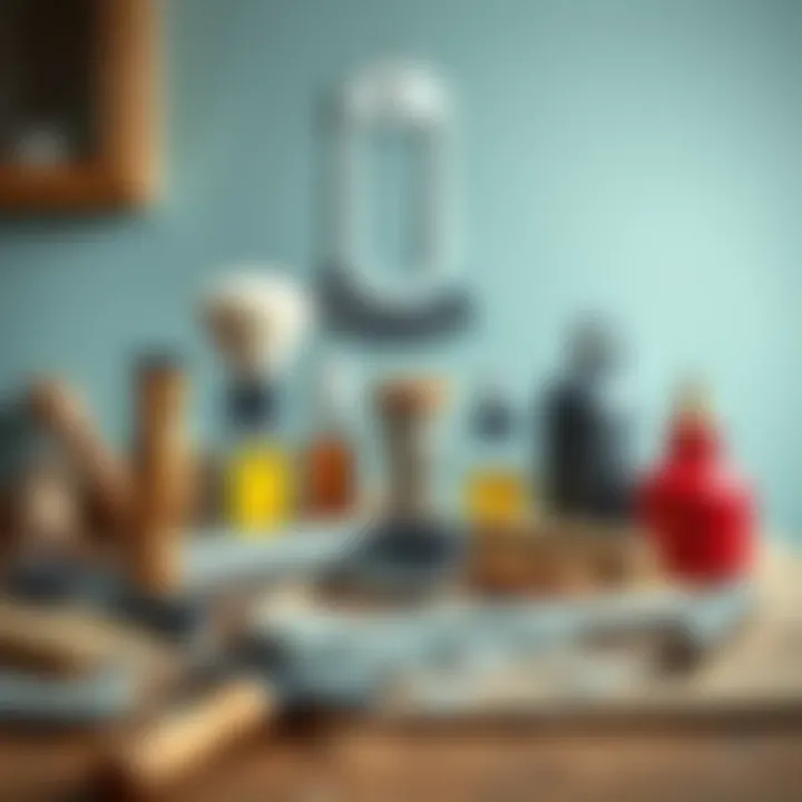 Various tools and materials used for paint removal