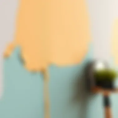 Detailed view of a paint stain on a wall