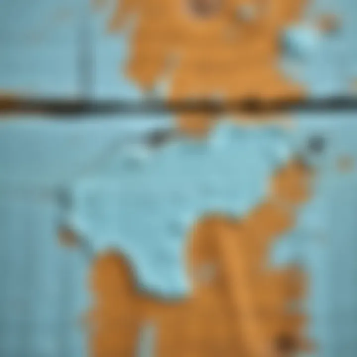 Close-up of a paint stain on a wooden surface