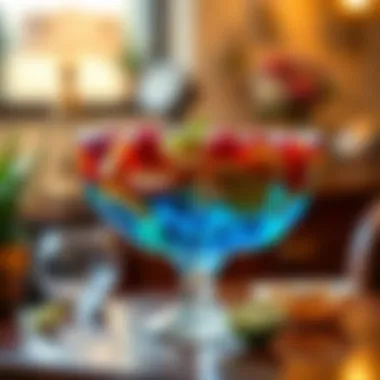 Elegant punch bowl filled with vibrant mixture