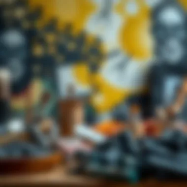 An elegant display of various art mediums including charcoal and pastels