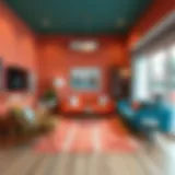 Vibrant retro living room with mid-century furniture