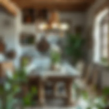 Charming dining area with rustic table