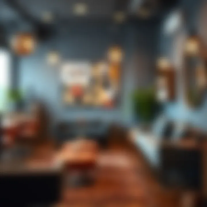 Stylish Color and Texture Blend in Salon Design Stylish blend of colors and textures in salon design