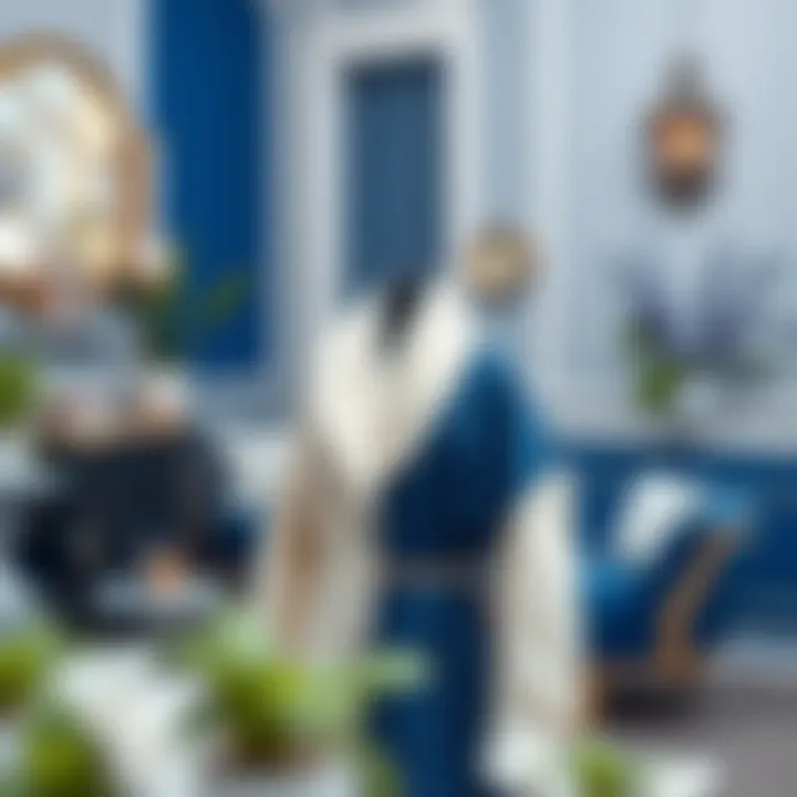 Fashion ensemble featuring sapphire blue and complementary colors