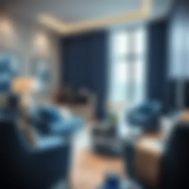 A sophisticated interior with sapphire blue accents