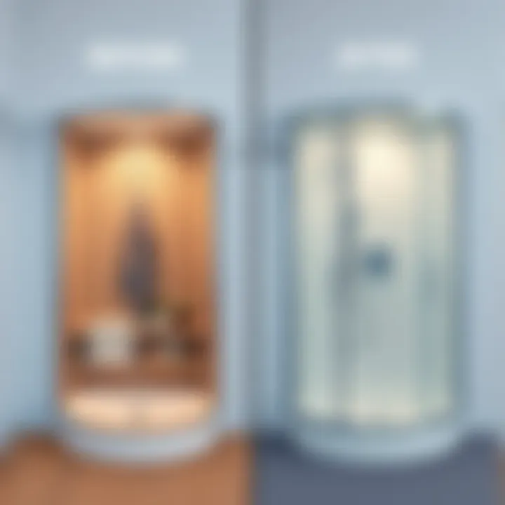 Shower Cabin Transformation Before and after comparison of a shower cabin