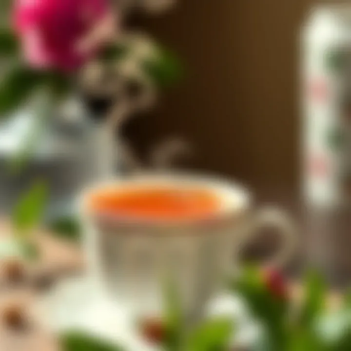 A steaming cup of tea with an inviting aroma