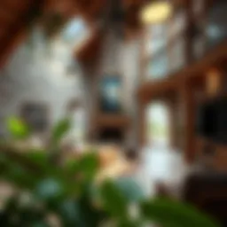 Rustic stone house interior showcasing natural decor