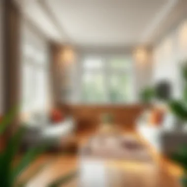 Stylish wooden skirting in a cozy living room