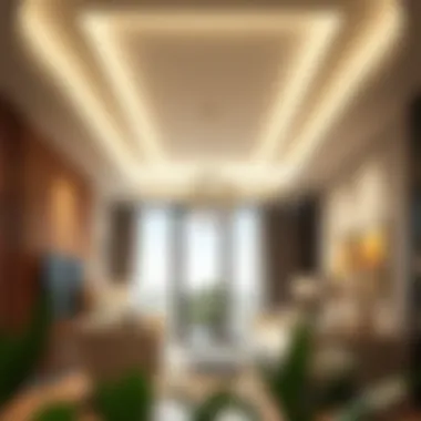 Elegant suspended ceiling design enhancing modern living space