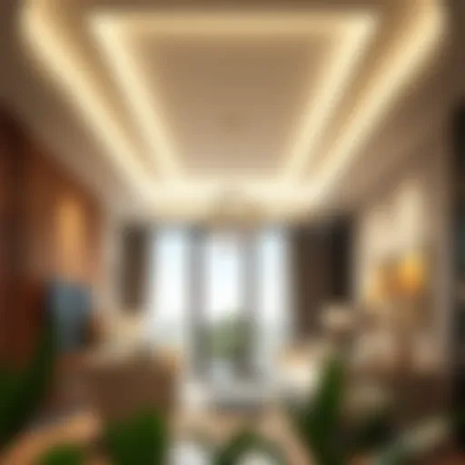 Elegant suspended ceiling design enhancing modern living space