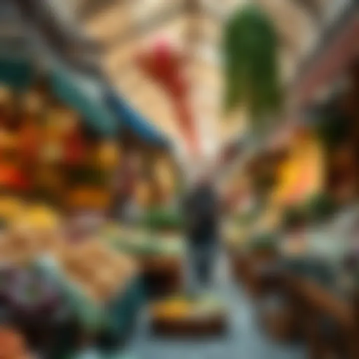 A vibrant local market filled with fresh produce and unique crafts.