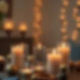 Artistic arrangement of transparent candles