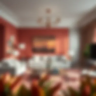 Elegant living room featuring trendy paint colors