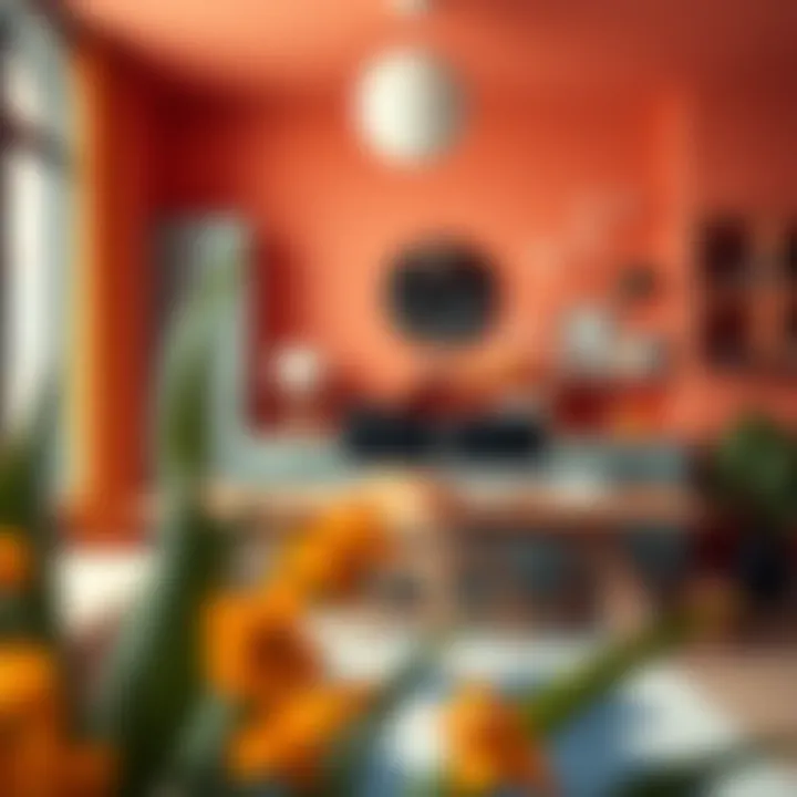 Vibrant home office with unique color palette