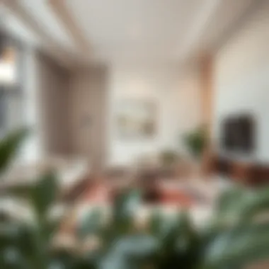 Minimalist living room showcasing neutral wall colors