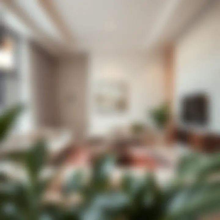 Minimalist living room showcasing neutral wall colors